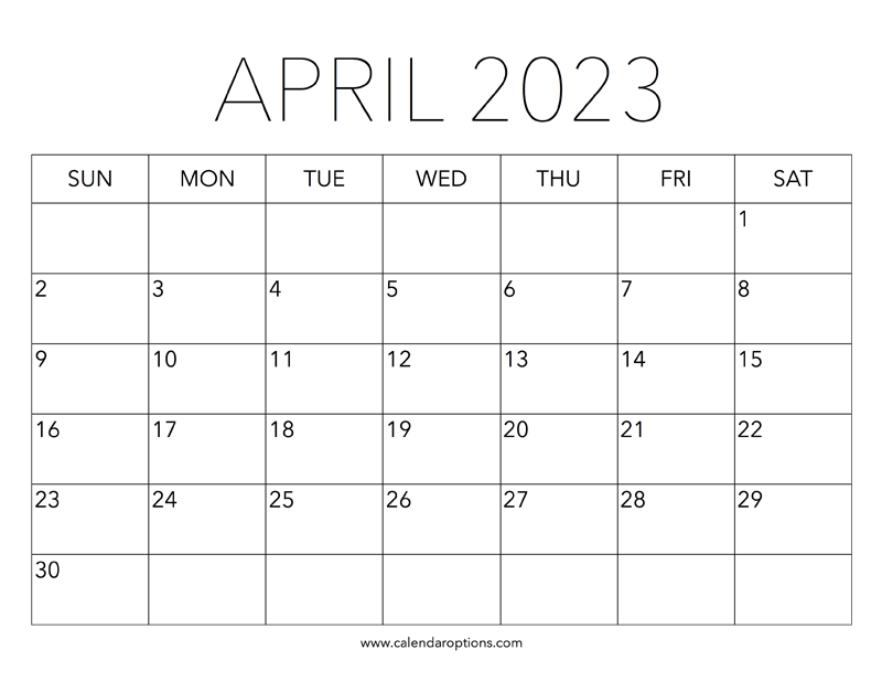 Printable april calendar â calendar options