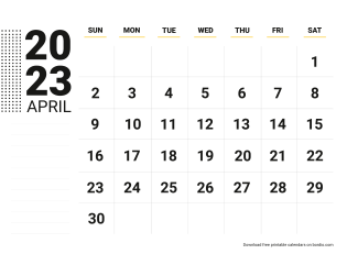Printable april calendar free download in pdf
