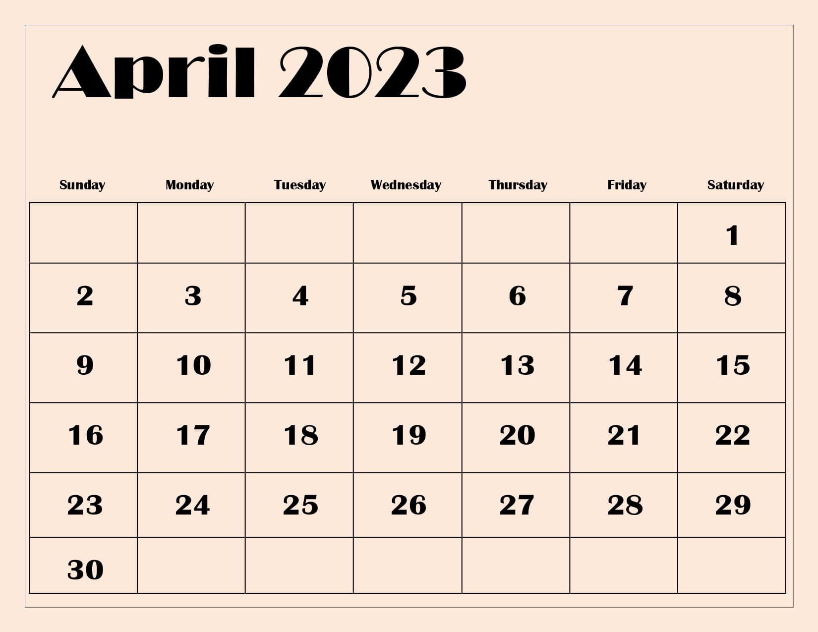 April calendar printable pdf with holidays templates