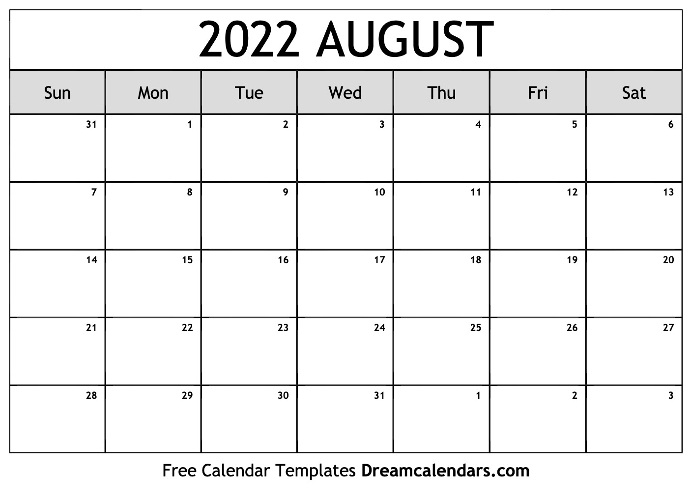 August calendar free blank printable with holidays