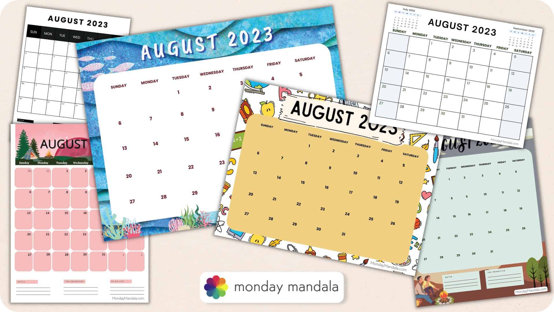 August calendar free pdf printables
