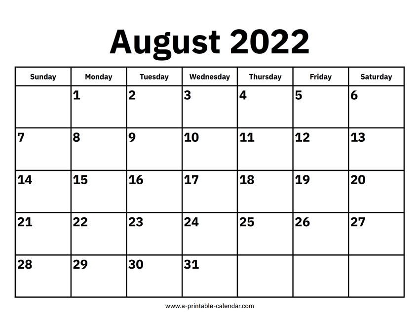 August calendars â printable calendar