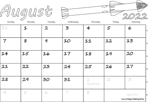 August usa calendar free printable pdf