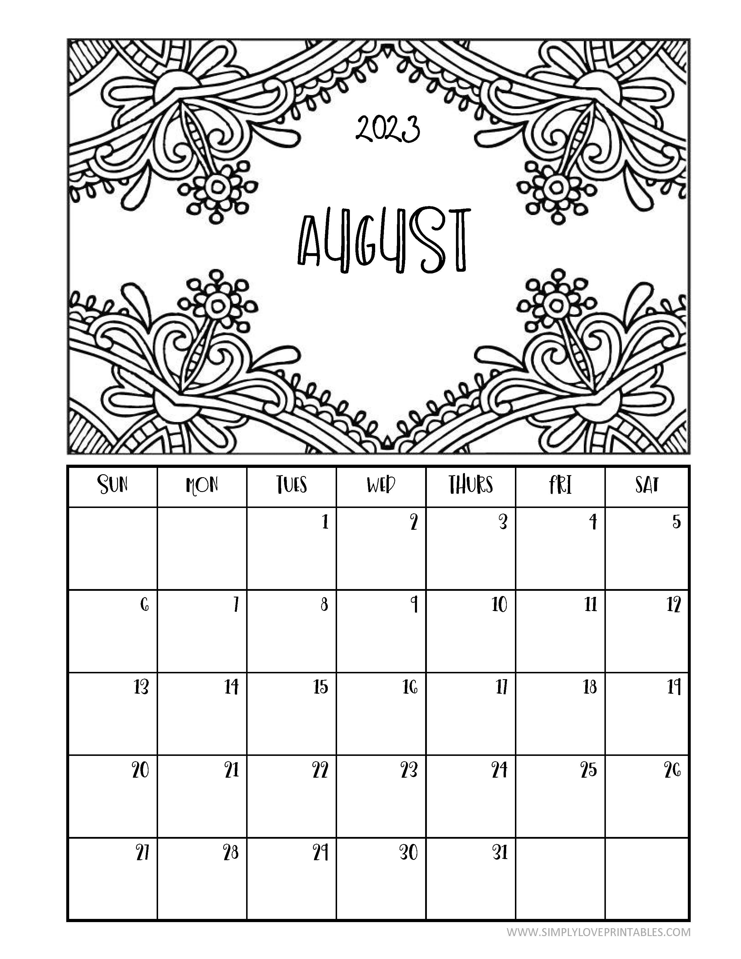 Printable coloring calendars for simply love printables