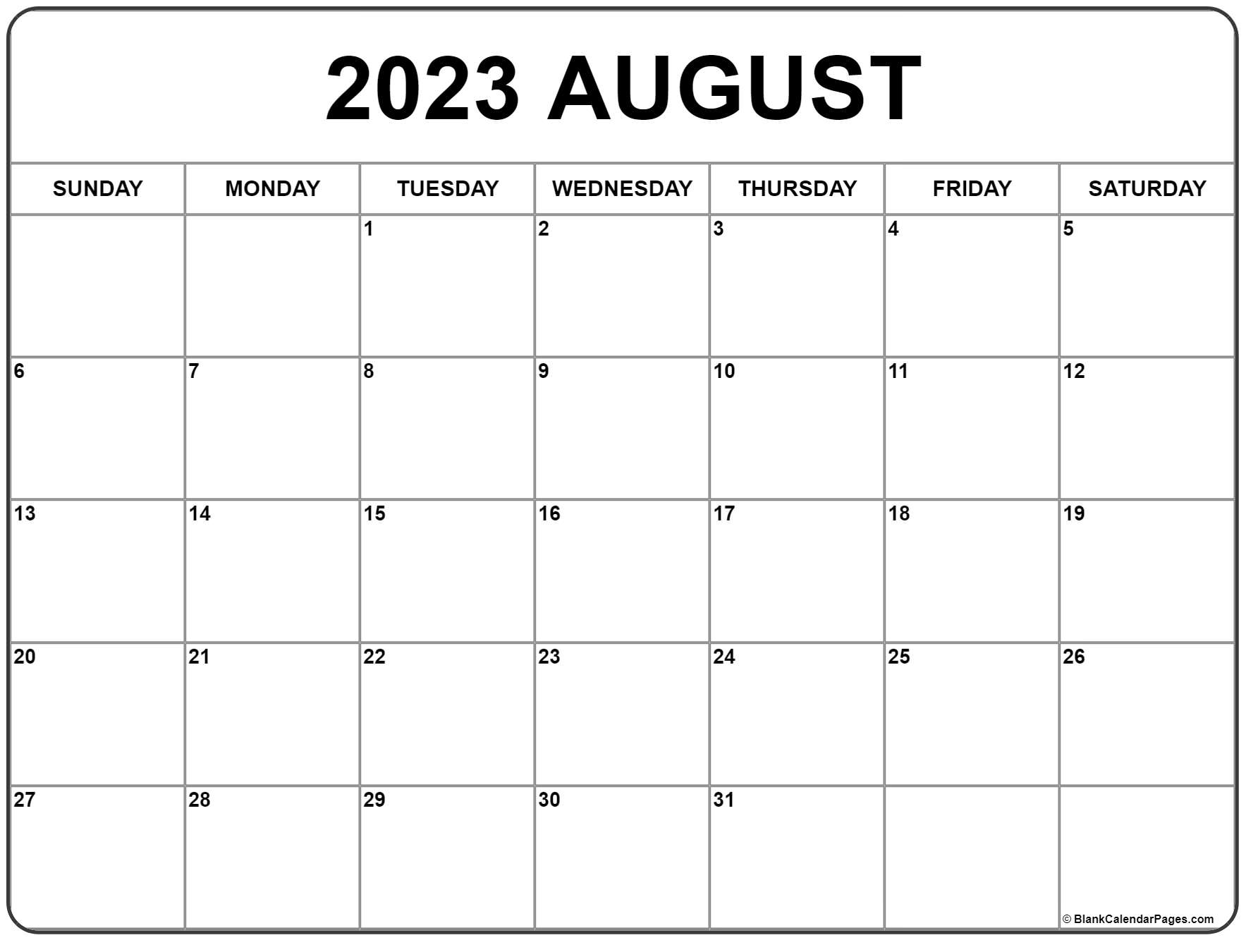 August calendar free printable calendar
