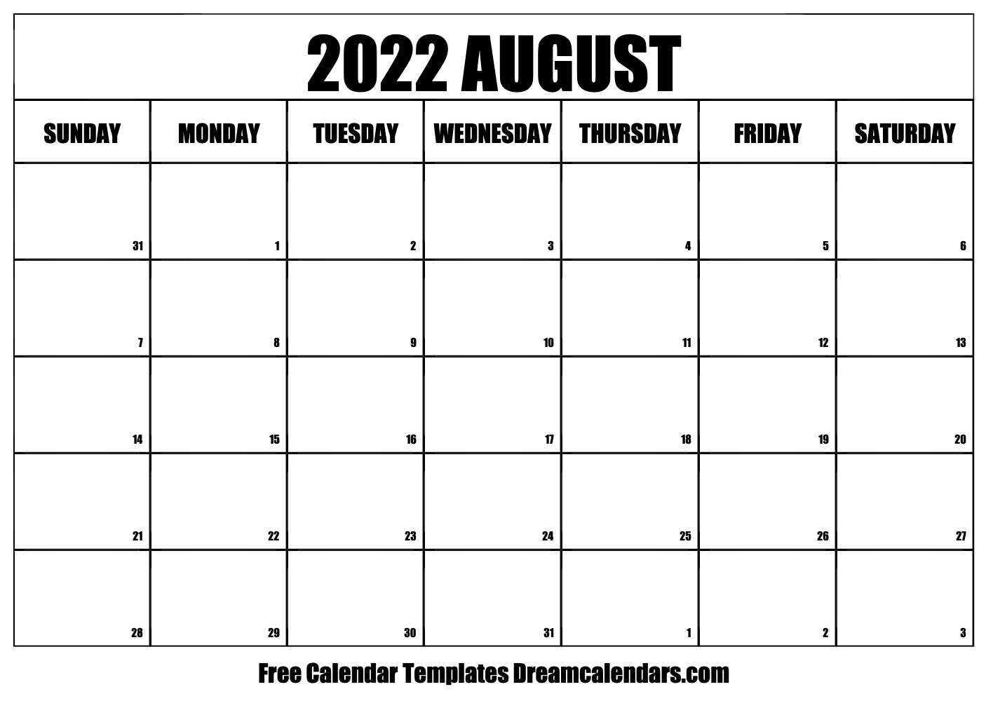 August calendar free blank printable with holidays