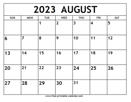 August calendar template