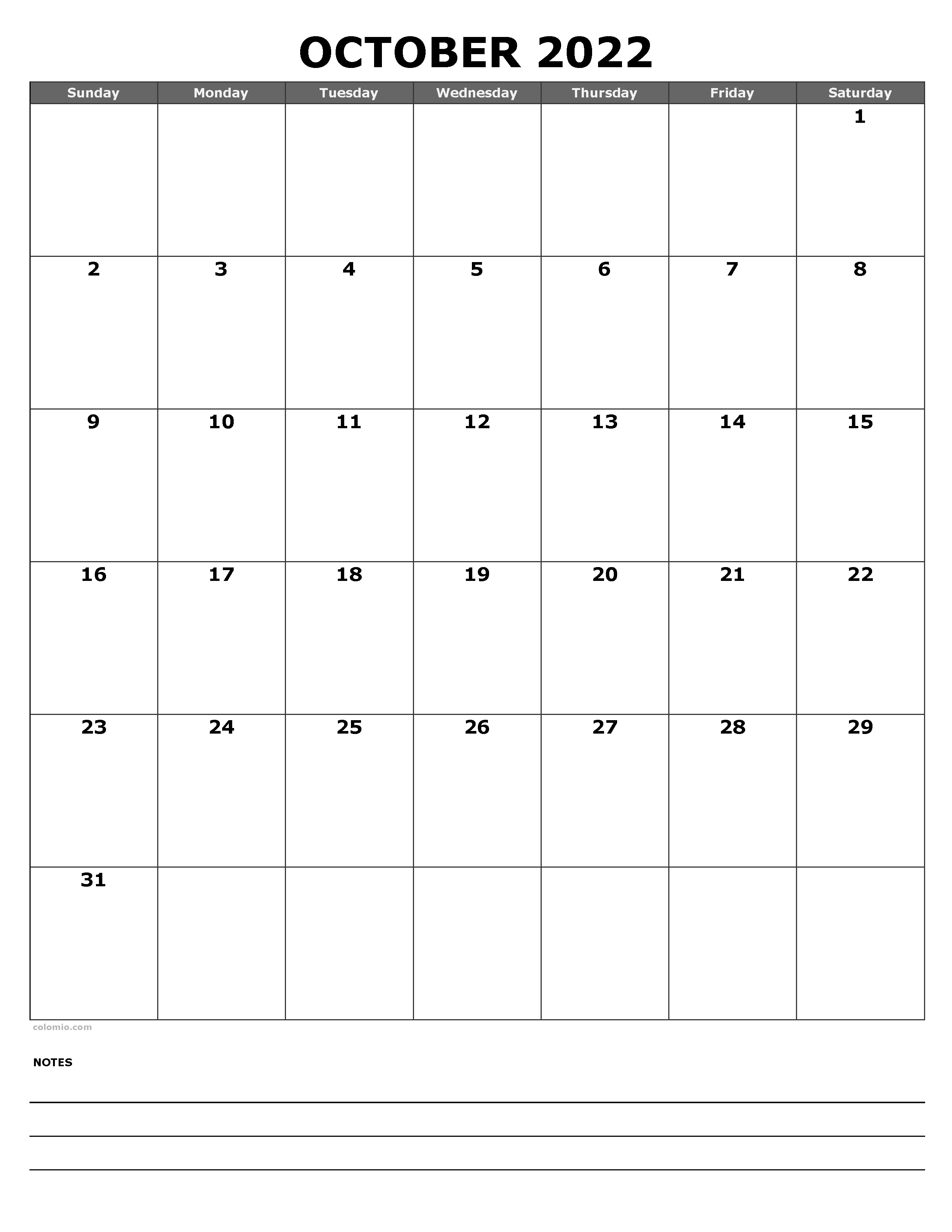 October calendar free printable pdf xls and png