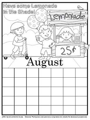 Coloring calendar august