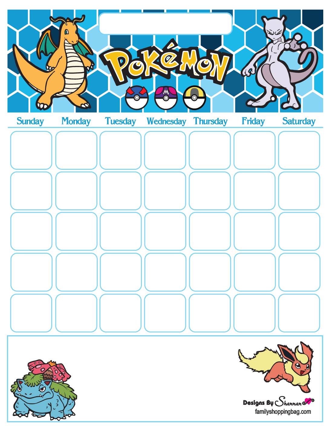 Pokemon calendar
