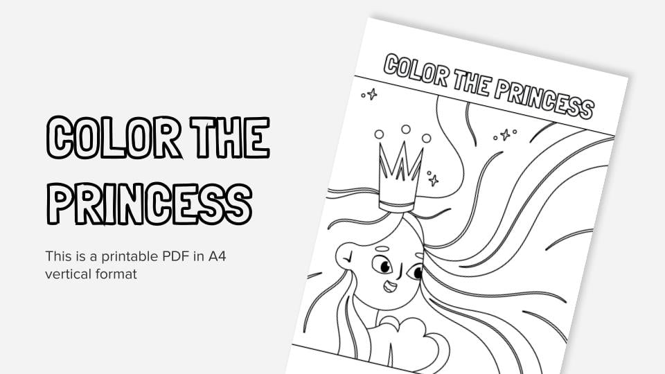 Color the princess printable coloring worksheet