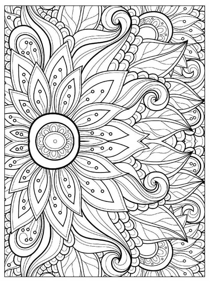 Flower coloring pages for adults pdf printable