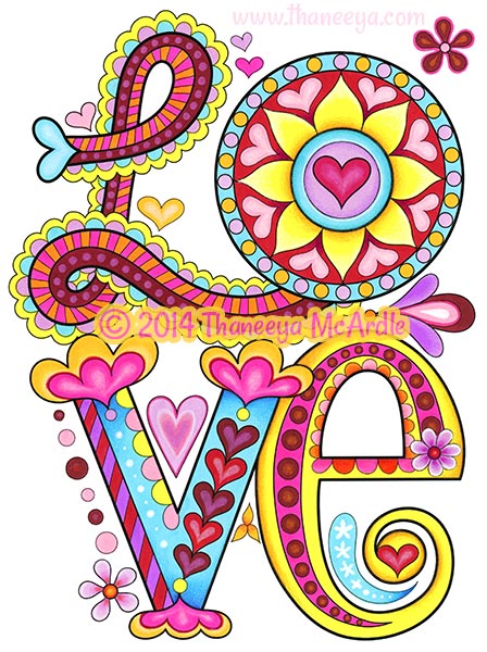 Peace and love coloring book by mcardle â