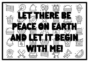 Let there be peace on earth and let it beg with me peace colorg pages worksheet by swati sharma