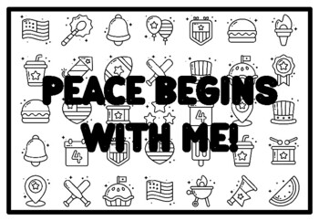 Peace begs with me peace colorg pages patriotic colorg pages worksheet by swati sharma