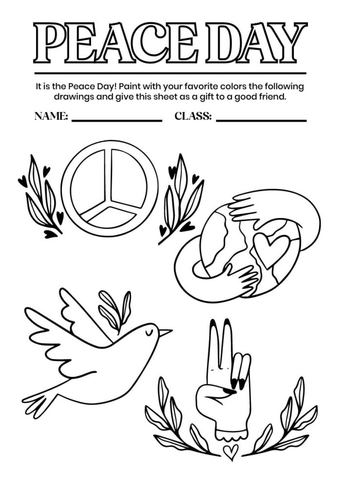 Free peace day worksheet templates