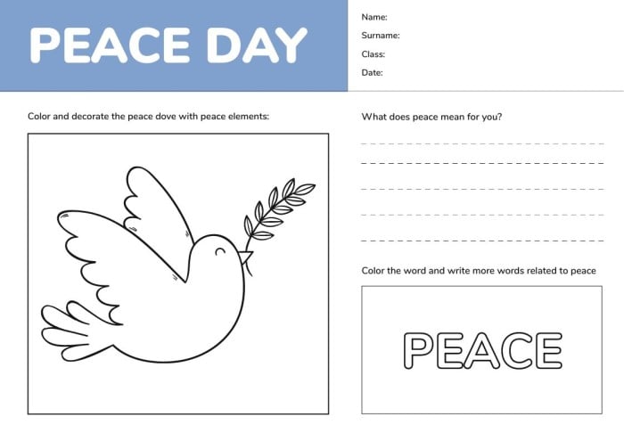 Edit this simple peace day worksheet ready
