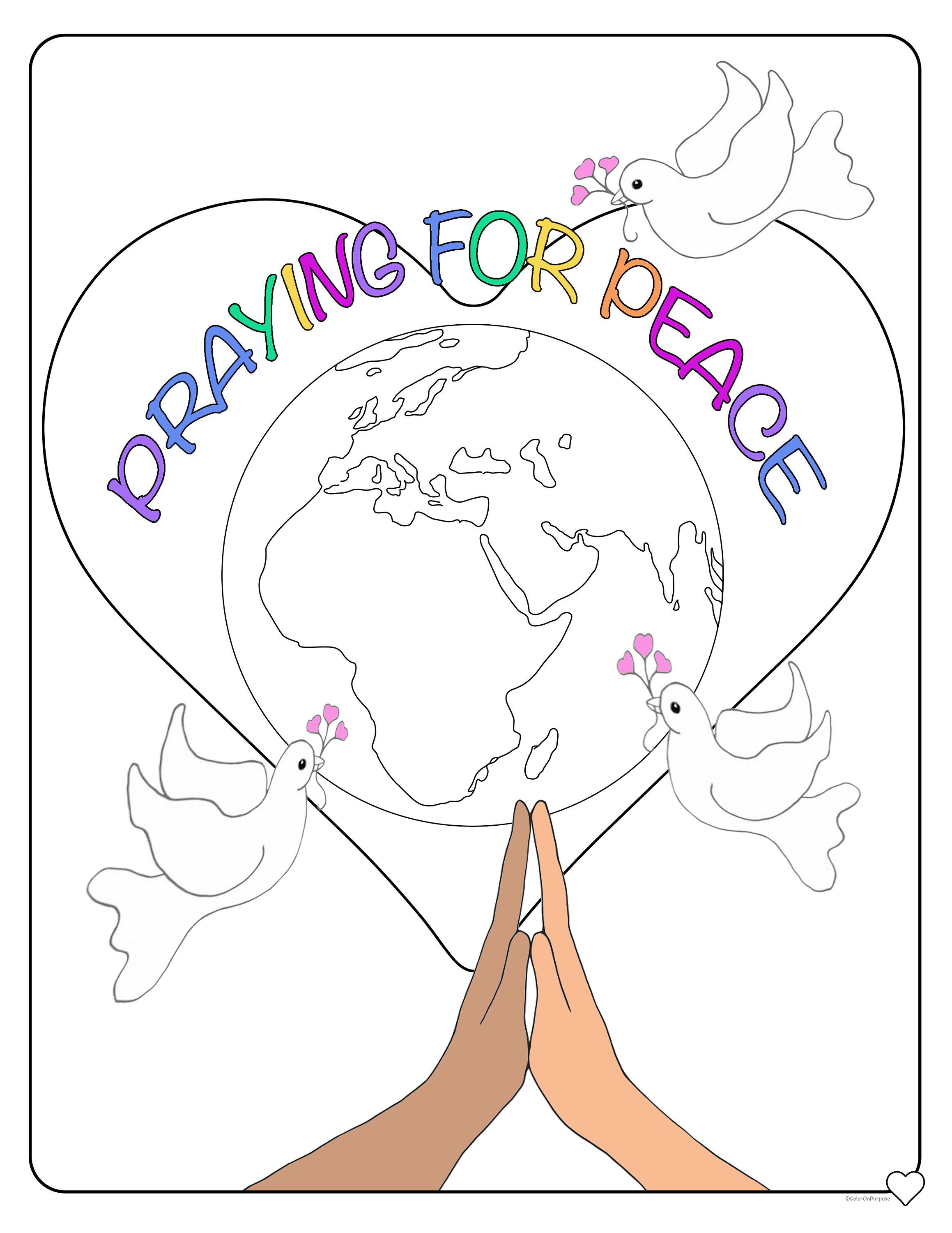 Praying for world peace coloring pages to reduce anxiety and fear affirm hope world peace strengthen positive focus peace coloring pages download now