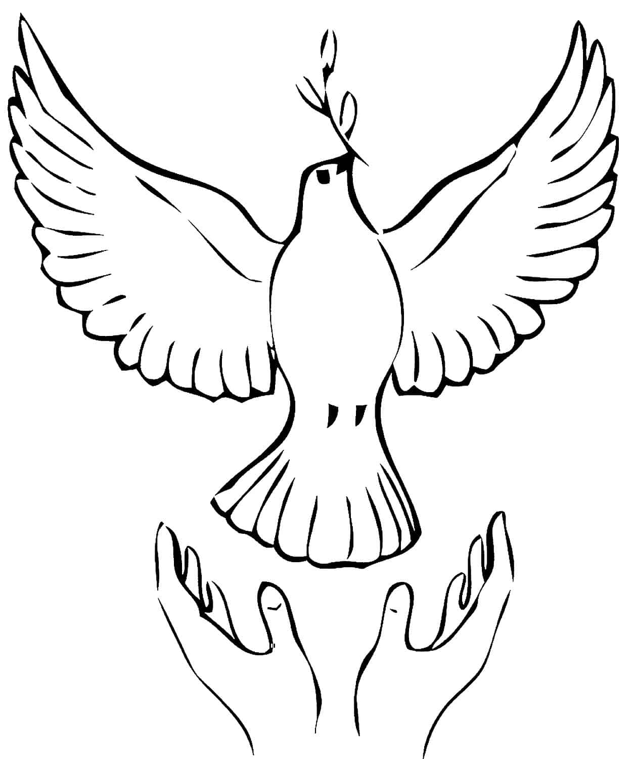 Peace dove and hands coloring page