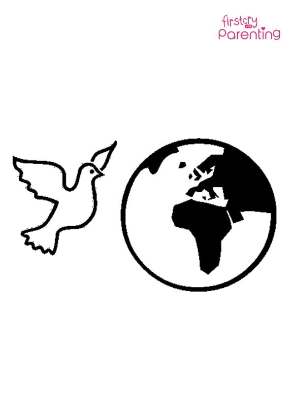 World peace dove symbol coloring page for kids