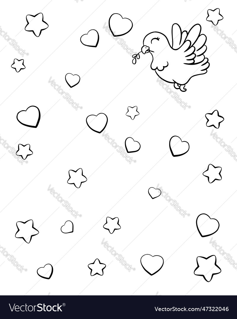 Dove is symbol peace and love coloring page vector image