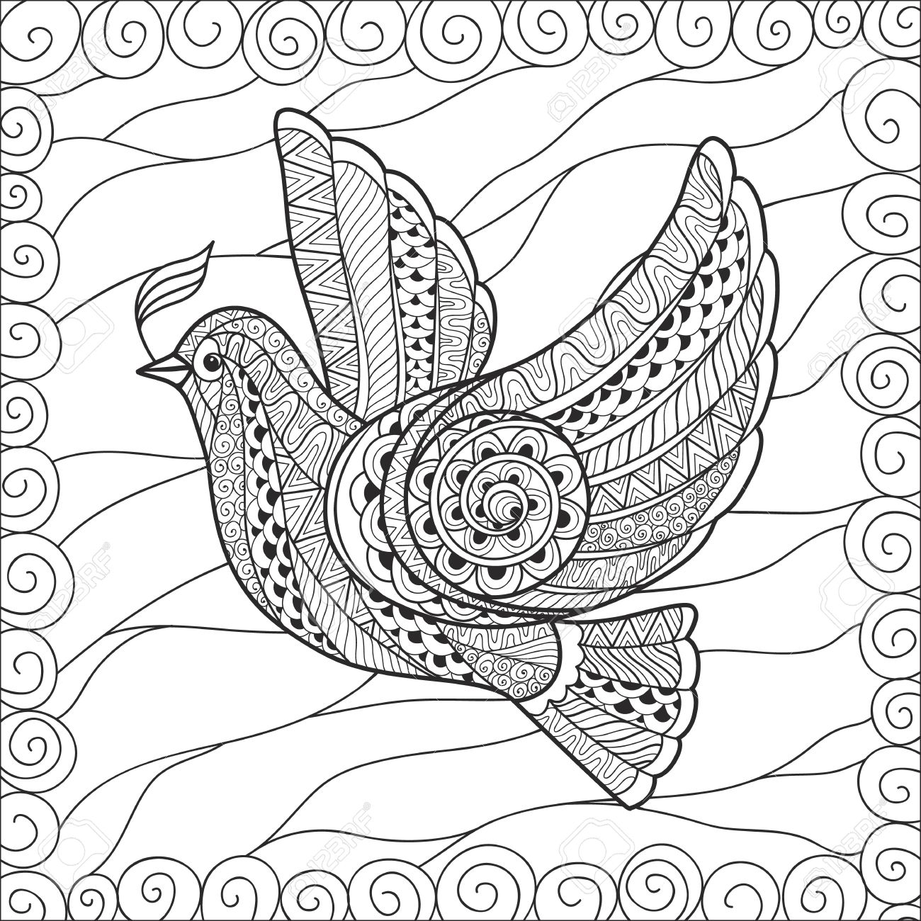 Zentangle stylized floral pigeon for peace day hand drawn dove of peace vector illustration can be used as coloring in your project royalty free svg cliparts vectors and stock illustration image
