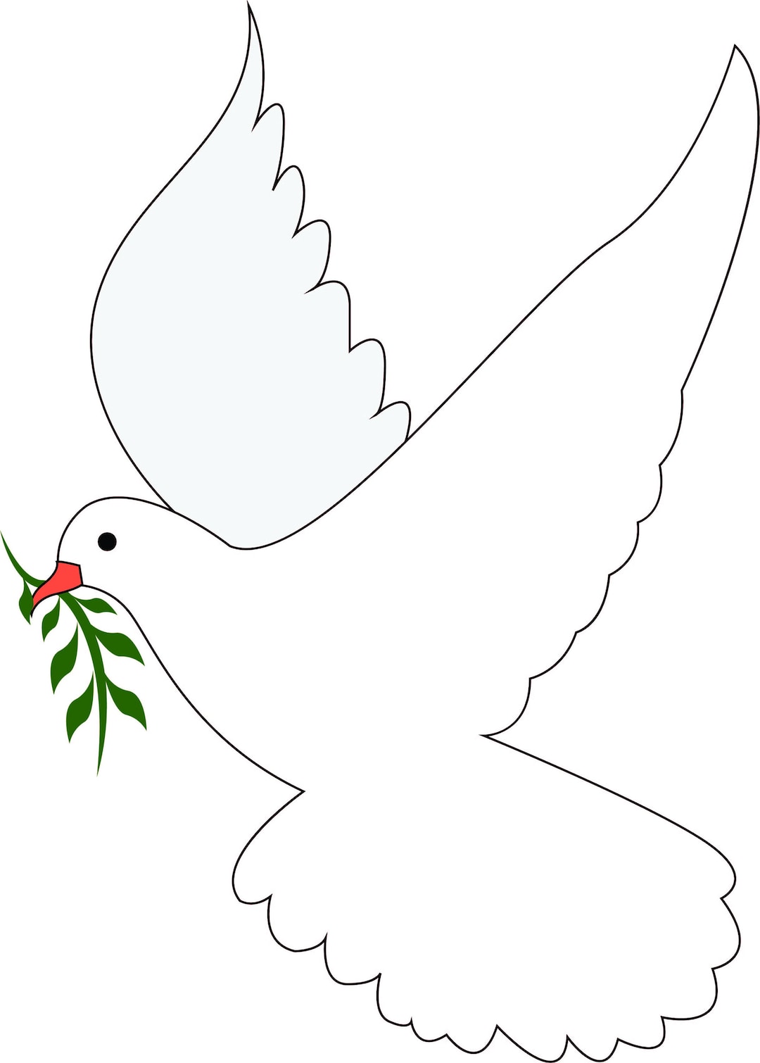 White dove clipart dove with olive branch dove for mug sublimation peace bird dove vector illustration