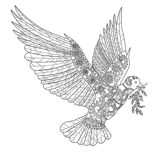 Hundred coloring page dove peace royalty