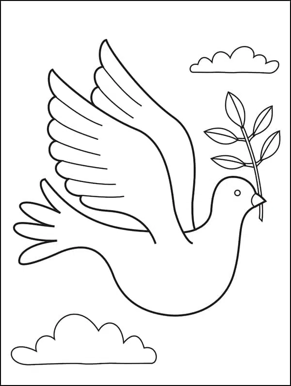 Easy how to draw a dove tutorial and dove coloring page