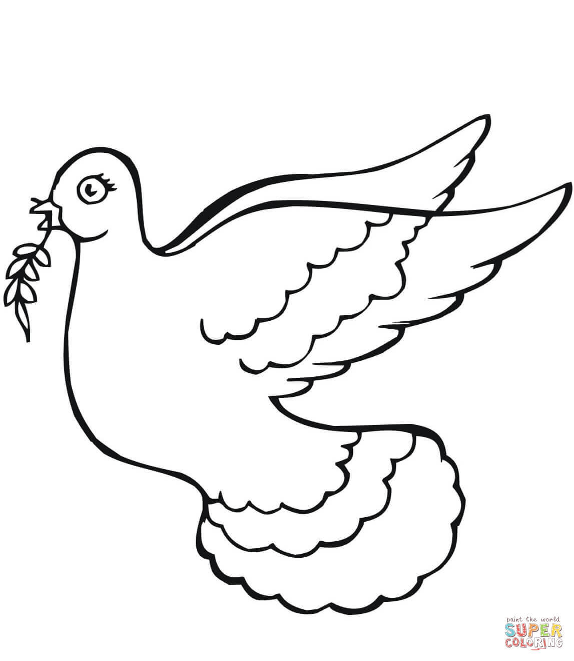 Dove holding olive branch coloring page free printable coloring pages