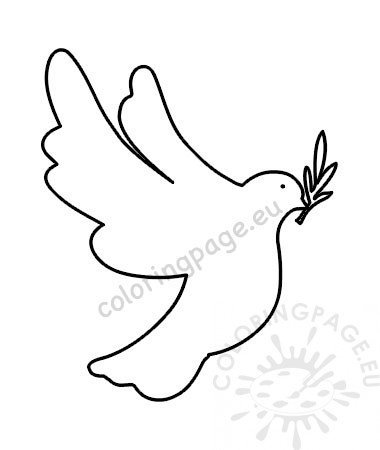 Flying dove holding an olive branch coloring page