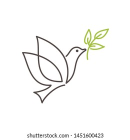 Dove peace olive branch vector icon stock vector royalty free