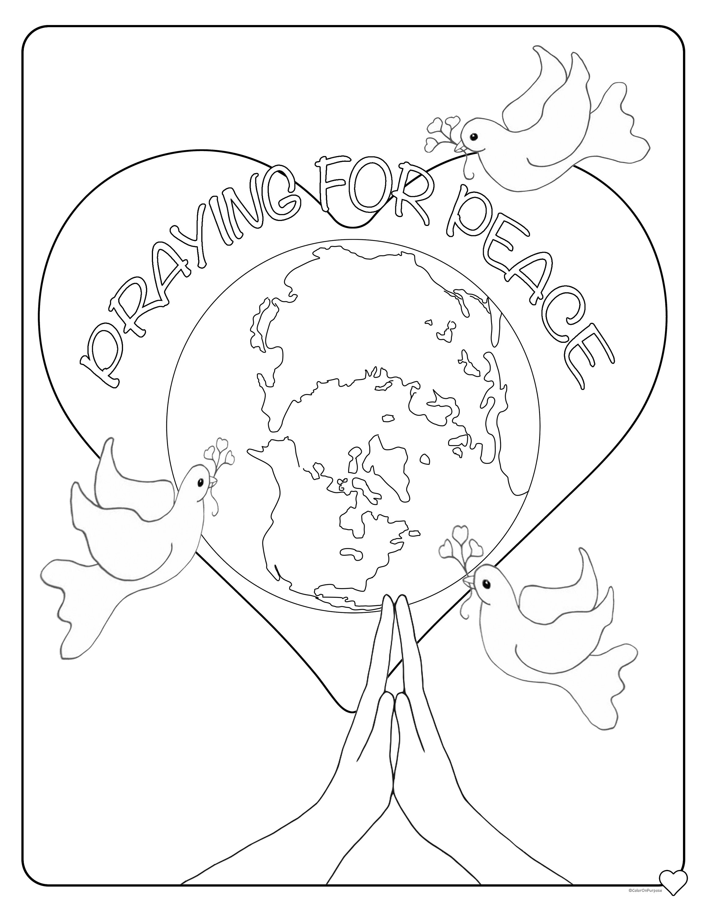 Praying for world peace coloring pages to reduce anxiety and fear affirm hope world peace strengthen positive focus peace coloring pages download now