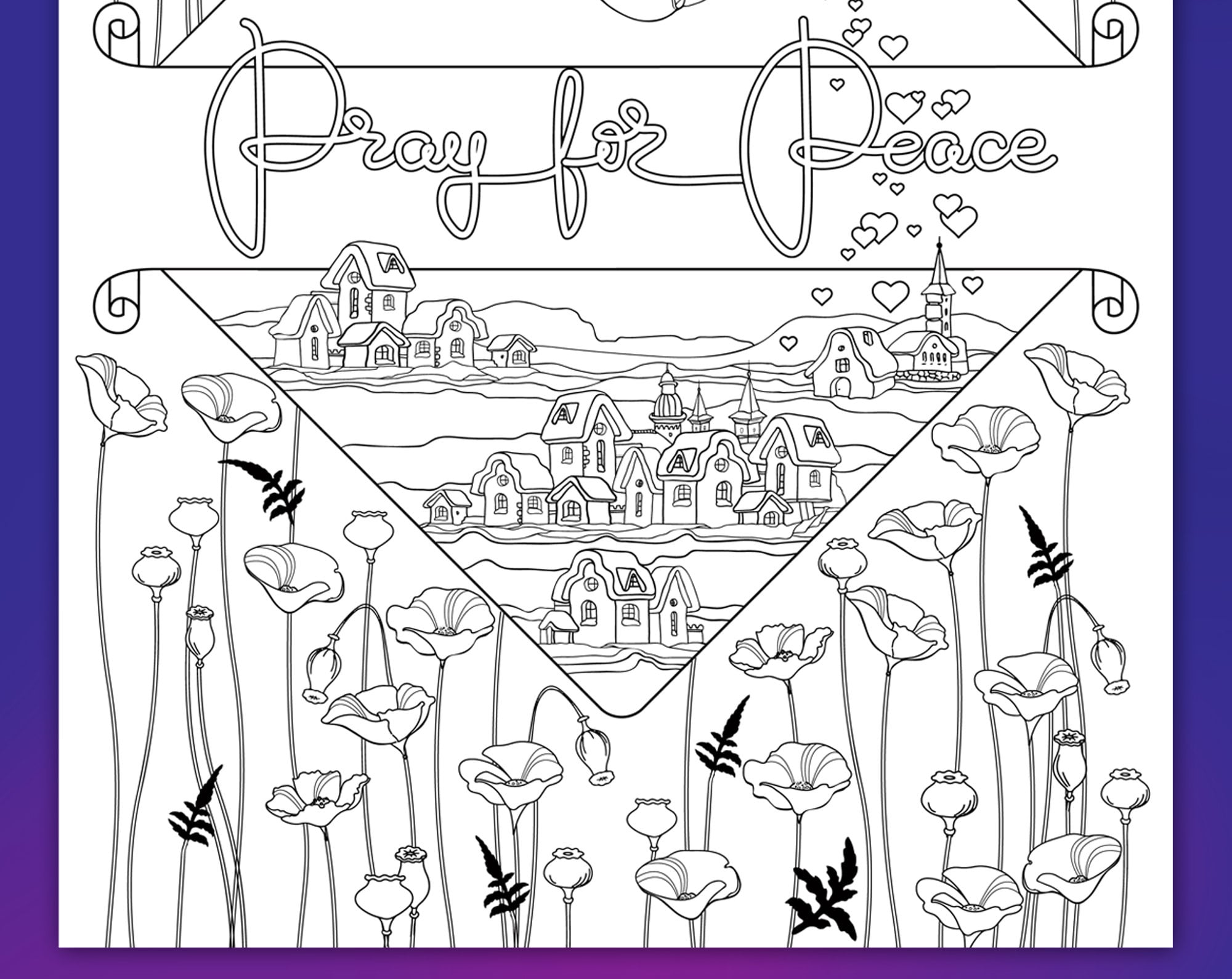 Peace coloring page coloring sheets peace on earth lineart magical angel digital pdf jpg adult coloring pages printable earth angel art