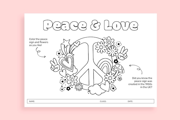 Free vector doodle creative peace and love sign worksheet