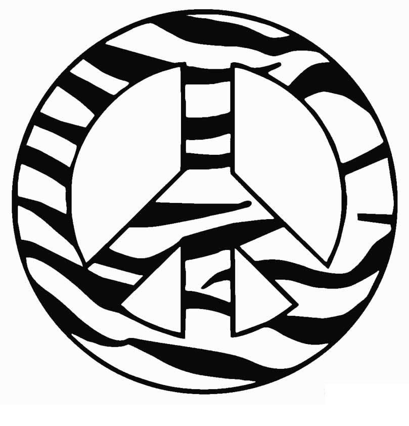 Zebra peace sign coloring page
