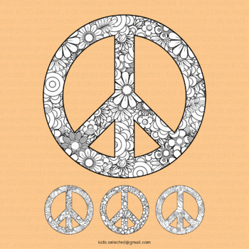 International day of peace sign coloring pages flower doodle template activities