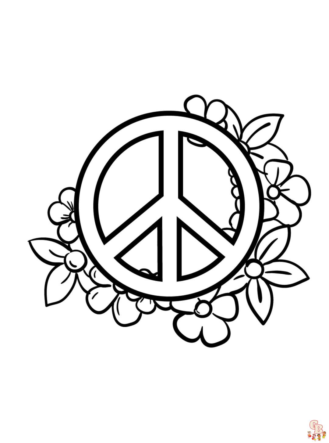 Printable peace sign coloring pages free for kids and adults