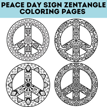 International day of peace sign coloring page zentangle mandala coloring sheets