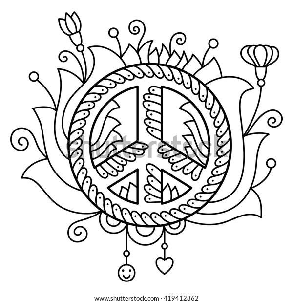 Peace symbol coloring page vector stock vector royalty free