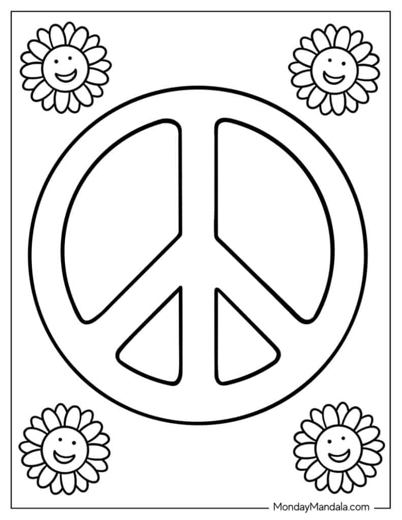 Peace coloring pages free pdf printables