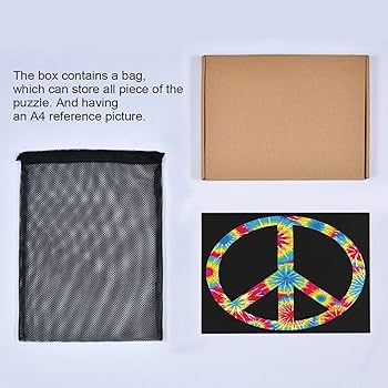 Oarencol tie dyed peace symbol jigsaw puzzle pieces puzzles for adults kids diy gifts toys games