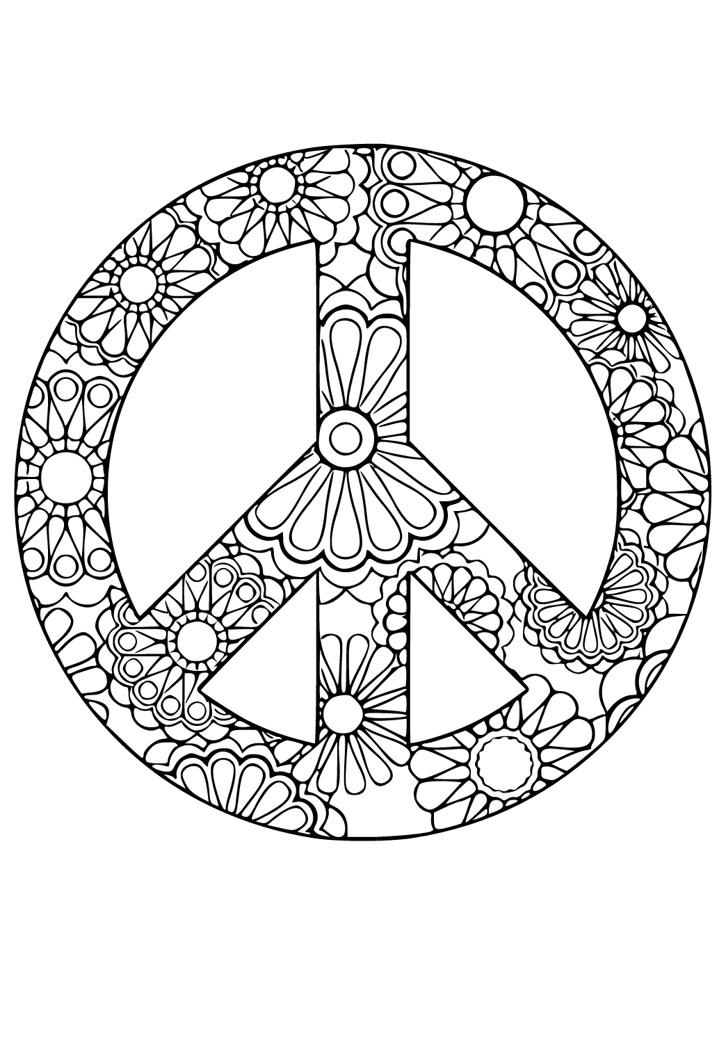 Free printable peace sign background coloring page for adults and kids
