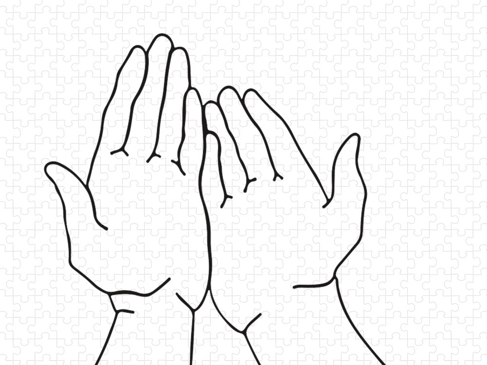 Hope hands line drawing sign of praying for hope and faith hope art drawing illustrations jigsaw puzzle by mounir khalfouf