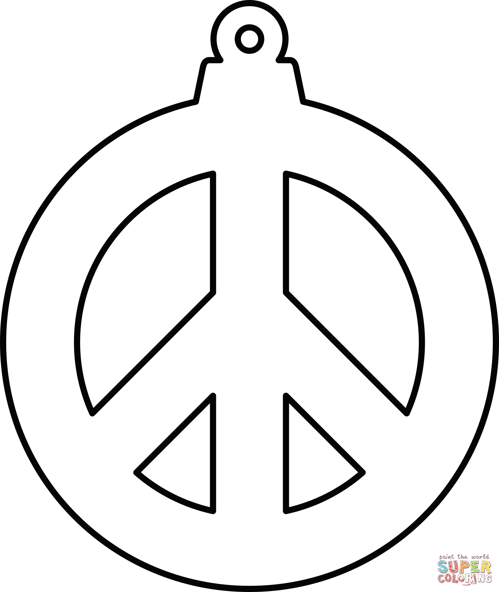 Peace sign christmas ornament coloring page free printable coloring pages