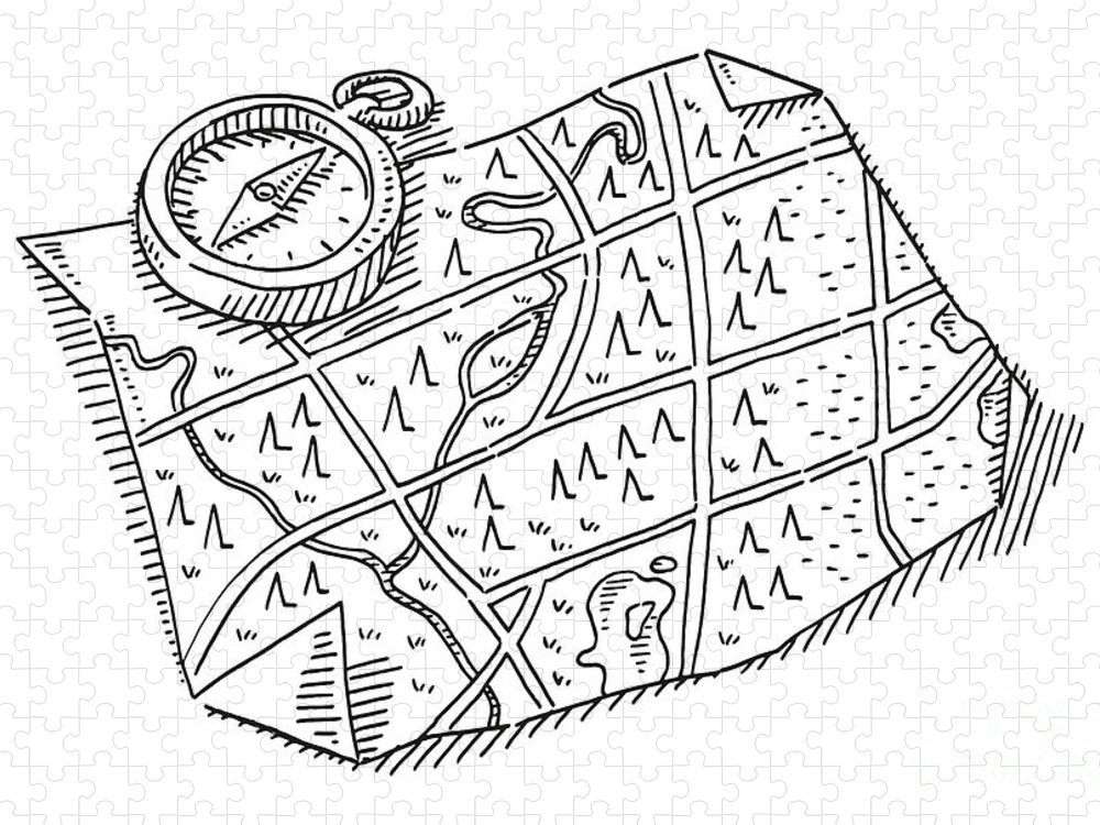 Regional map and pass symbol drawing jigsaw puzzle by frank ramspott