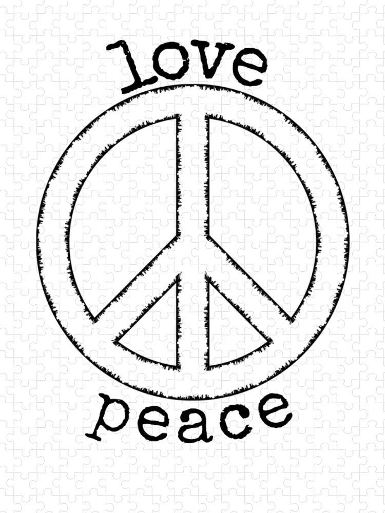 Love and peace sign retro boho hippie shabby chic jigsaw puzzle by diane palmer