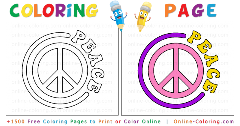 Peace sign free online coloring page