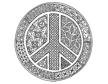 Peace symbol zentangle coloring page by pamela kennedy tpt
