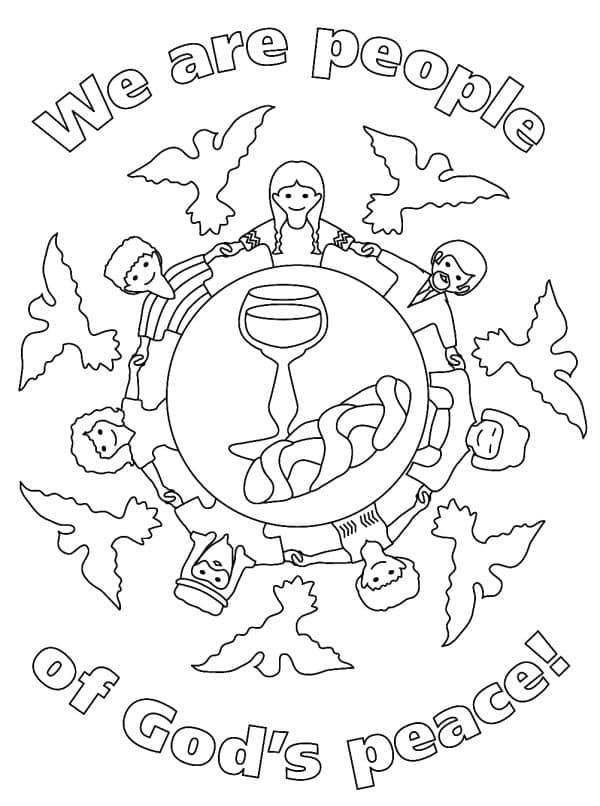 Hippy man and peace sign coloring page